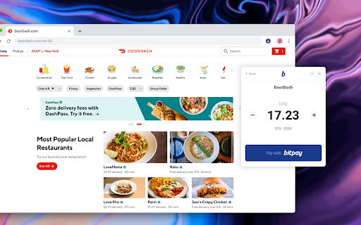 Pay with BitPay screenshot