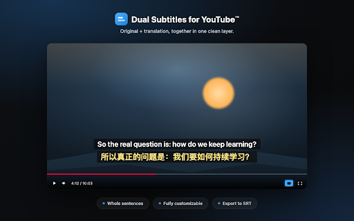 Dual Subtitles for YouTube™ screenshot