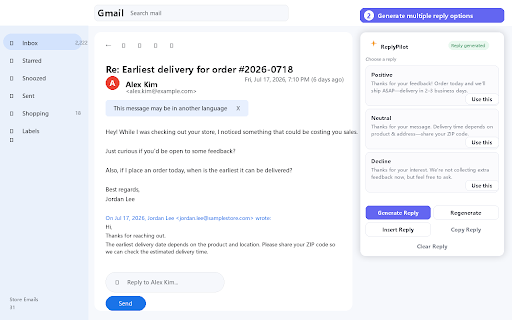 ReplyPilot for Gmail screenshot