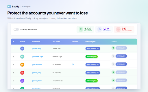 Backly — Unfollower Tracker for Instagram screenshot