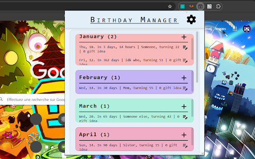 Birthday Manager screenshot