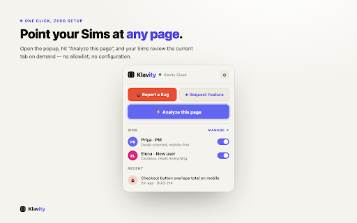 Klavity – AI Bug Reporter & Feedback for Jira, Linear, GitHub screenshot