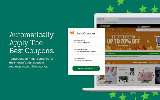Temu Coupons - Find the best coupons for Temu screenshot