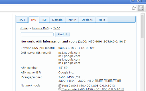 IP Address and Domain Information screenshot