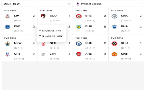 European Football Leagues Score screenshot