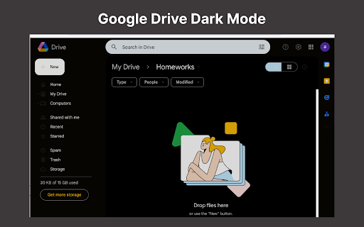 Google Drive Dark Mode screenshot