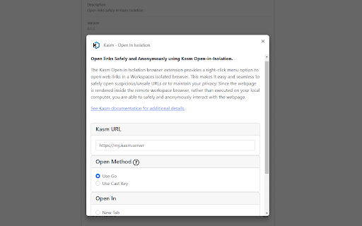 Kasm - Open In Isolation screenshot