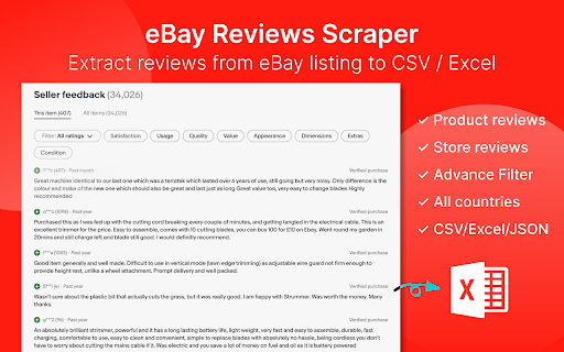 eBay Reviews Scraper - Extract eBay Reviews to CSV/Excel/JSON screenshot