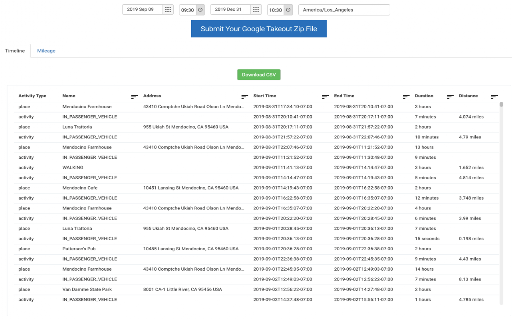 Google Takeout Mileage & Timeline Exporter screenshot
