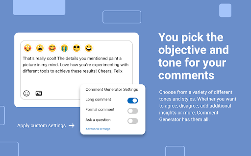 Comment Generator for LinkedIn screenshot