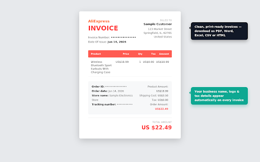 AliExpress Invoice Generator - AliInvoice™️ screenshot