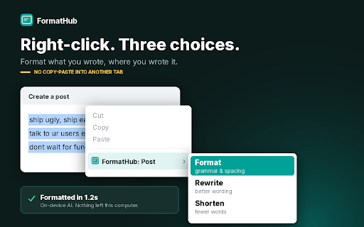 FormatHub - Email, Post, Comment screenshot