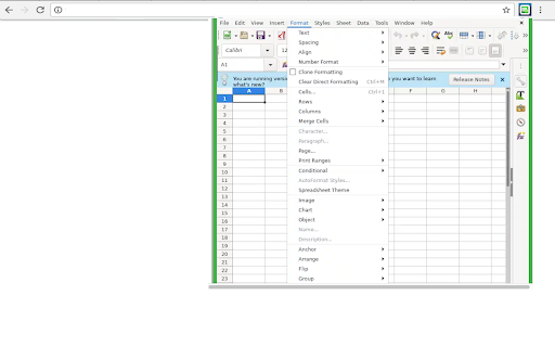 LibreOffice Calc online screenshot