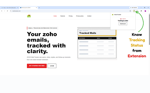MailzTracker: ZOHO Mail tracker screenshot