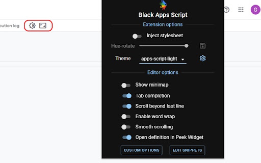 Black Apps Script screenshot