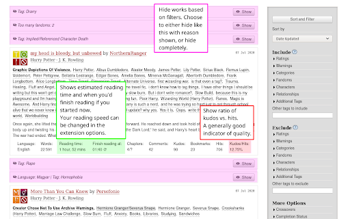 AO3 Enhancements screenshot