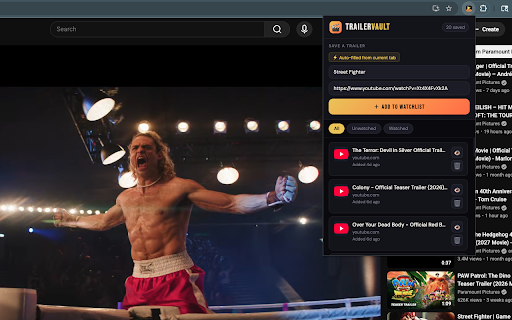 TrailerVault – Save to Watchlist screenshot