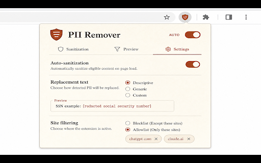 PII Remover screenshot