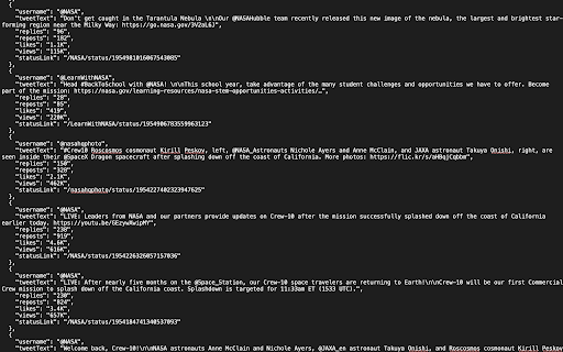 tweetText Data Extractor screenshot