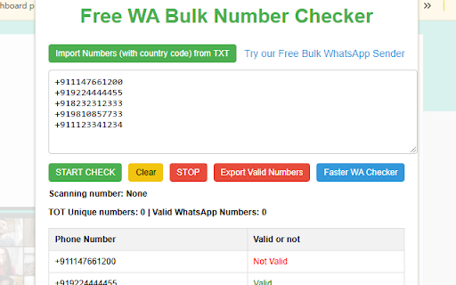 Free WA Bulk Number Checker screenshot