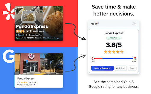 Gelp - Combined Yelp & Google Ratings screenshot