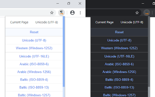 Charset screenshot