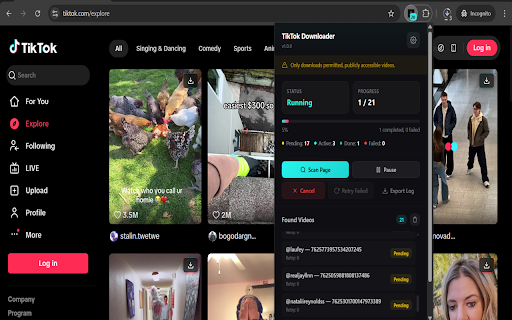 Bulk TikTok Video Downloader screenshot