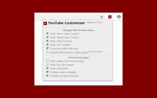 YouTube Customizer screenshot