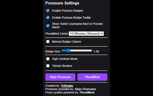 Twitch Pronouns (alejo.io & PluralMind for 7TV | FFZ | BTTV) screenshot