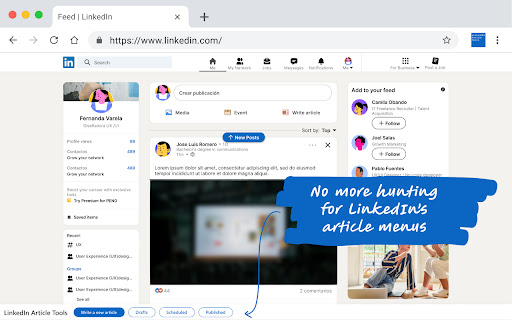 LinkedIn Article Tools screenshot