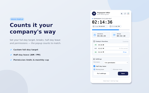 Zoho People Time Tracker screenshot