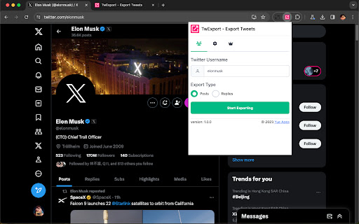 TwExport - Export Tweets screenshot