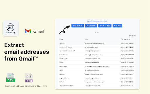 MailScoop - Download Email Addresses from Gmail screenshot