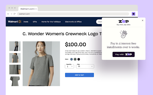 Zip buy now, pay later screenshot