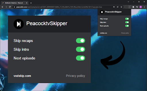 Peacock TV Skipper: skip ads, intros & more [QVI] screenshot