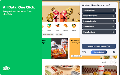 U-Delivery Scraper: Export Stores, Menus, Reviews & More screenshot