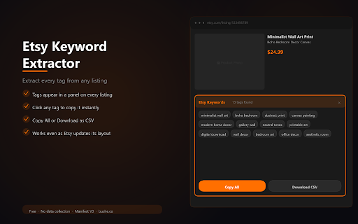 Etsy Keyword Extractor screenshot