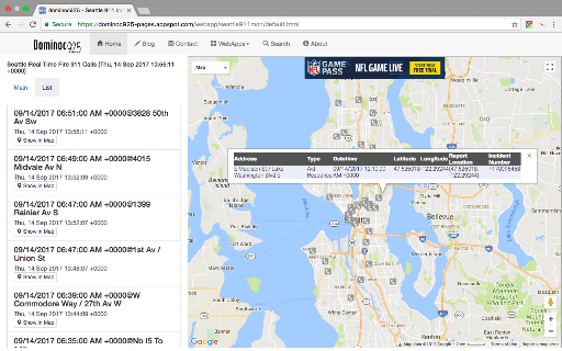 Seattle 911 Dispatch Incidents Monitor screenshot