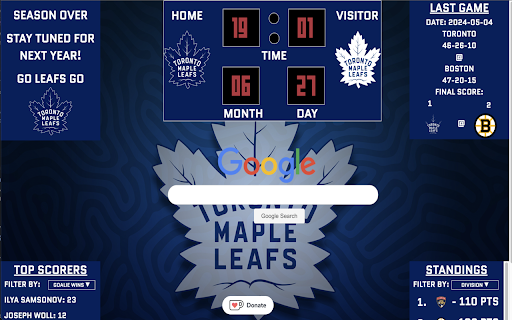 Toronto Maple Leafs Chrome Extension screenshot