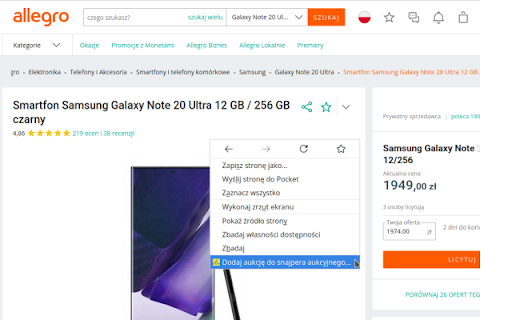 Aukcjoner.pl - snajper aukcyjny screenshot