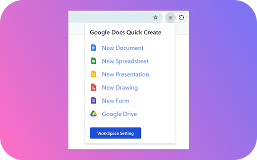Google Docs Quick Create screenshot