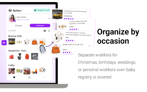 Wisher: Online Shopping Wishlist & AI Gift Ideas App screenshot