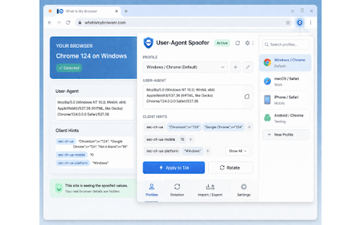 User-Agent Switcher & Manager Pro screenshot