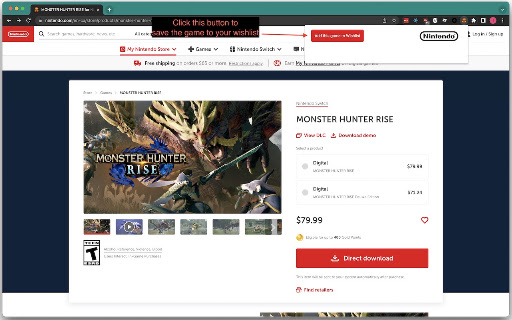 Nintendo Store Wishlist screenshot
