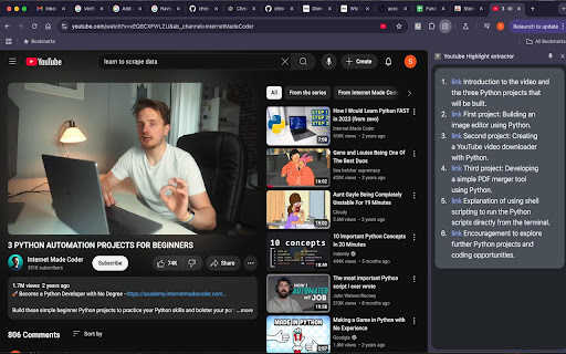 Youtube Highlight extractor screenshot