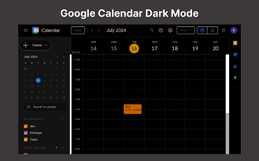 Google Calendar Dark Mode screenshot
