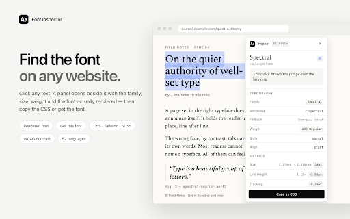 Font Inspector – Font Finder for Any Website screenshot