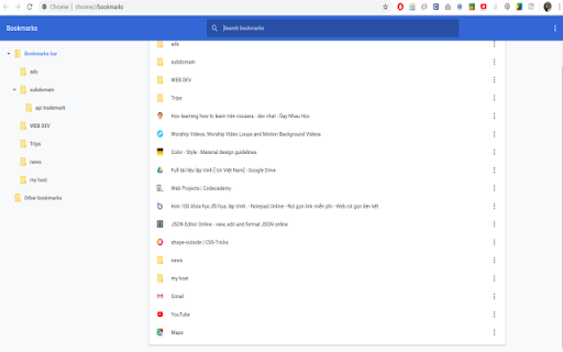 Bookmarks screenshot
