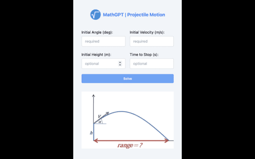 Projectile Motion Calculator and Solver | MathGPT screenshot