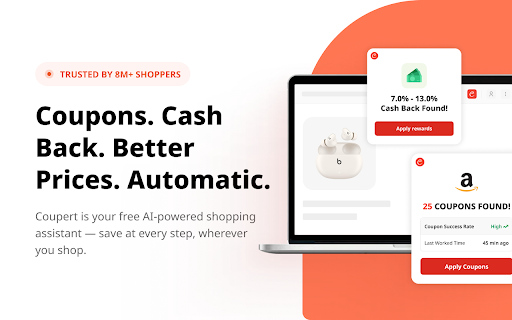 Coupert - Automatic Coupon Finder & Cashback screenshot